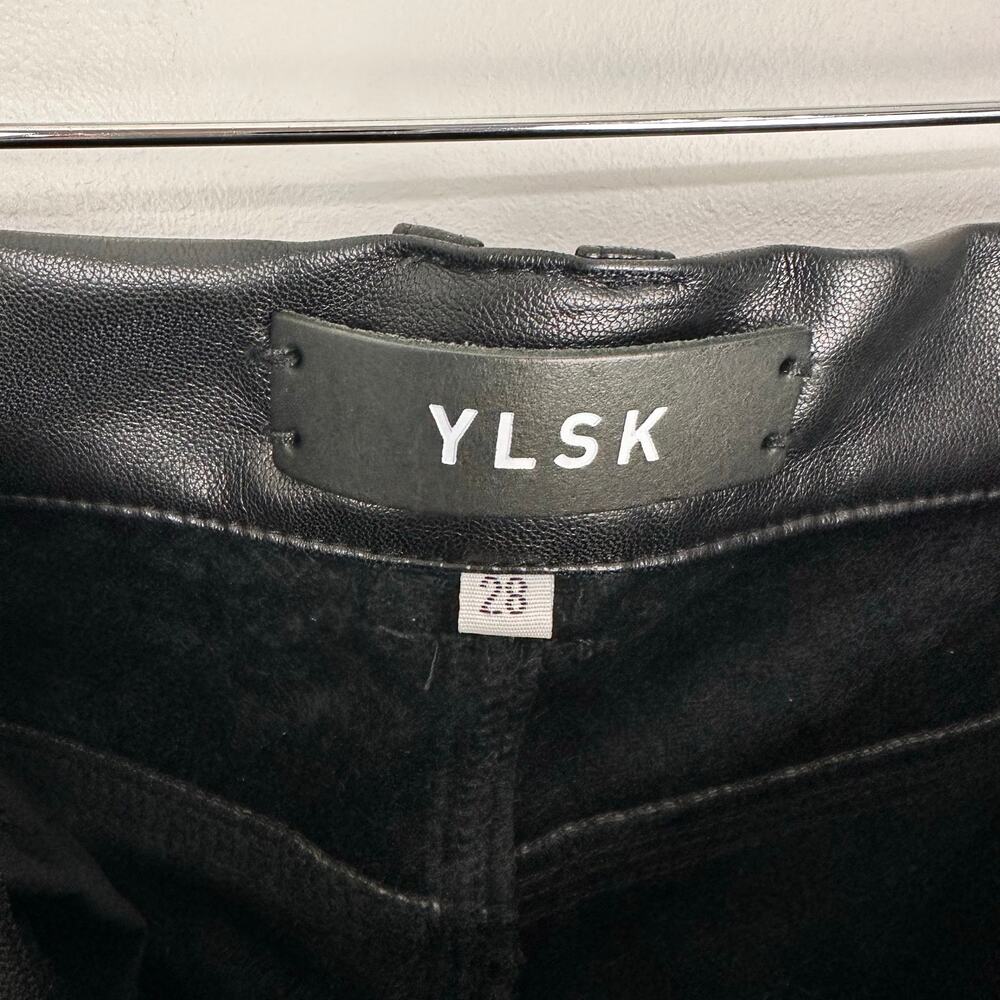 YLSK Mens Skinny Faux Leather Low Rise Pants Suede Lined Sz 28 Edgy Indie Goth - Picture 4 of 12